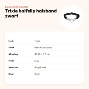 Trixie hondenhalsband halfslip zwart 45-70 cm – anti-trek, maat L-XL – productinformatie