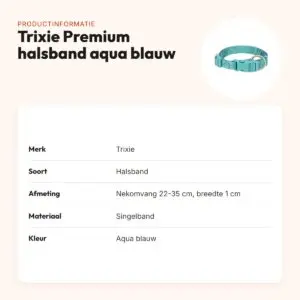 Trixie hondenhalsband Premium aqua blauw 22-35 cm – verstelbaar – productinformatie