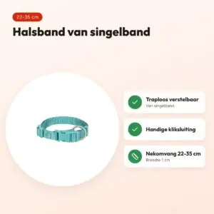 Trixie hondenhalsband Premium aqua blauw 22-35 cm – verstelbaar – voordelen