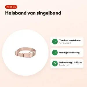 Trixie hondenhalsband Premium blush roze 22-35 cm – verstelbaar – voordelen
