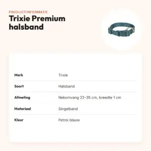 Trixie hondenhalsband Premium petrol blauw 22-35 cm – verstelbaar – productinformatie