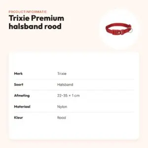Trixie hondenhalsband Premium rood 22-35 cm – verstelbaar nylon – productinformatie