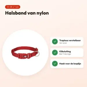 Trixie hondenhalsband Premium rood 22-35 cm – verstelbaar nylon – voordelen