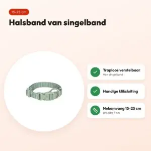 Trixie hondenhalsband Premium salie groen 15-25 cm – verstelbaar – voordelen