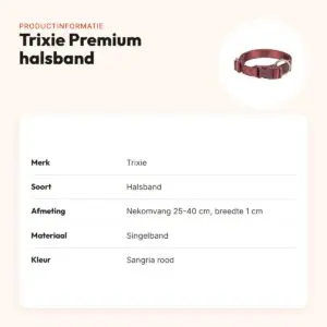 Trixie hondenhalsband Premium sangria rood 25-40 cm – verstelbaar – productinformatie