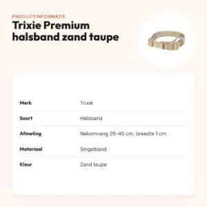 Trixie hondenhalsband Premium zand taupe 25-40 cm – verstelbaar – productinformatie
