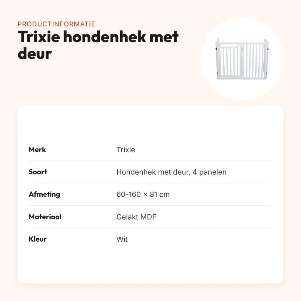 Trixie hondenhek met deur wit 60-160 x 81 cm – inklapbaar, MDF – productinformatie