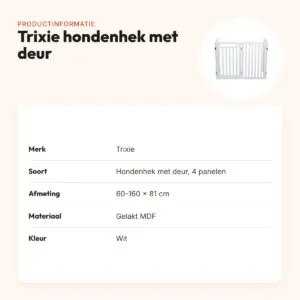 Trixie hondenhek met deur wit 60-160 x 81 cm – inklapbaar, MDF – productinformatie