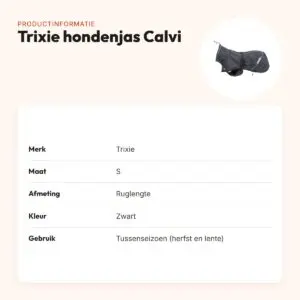 Trixie hondenjas Calvi zwart S 36 cm – water- en winddicht, tussenseizoen – productinformatie