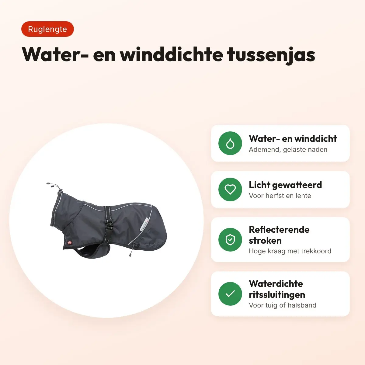 Trixie hondenjas Calvi zwart S 40 cm – water- en winddicht, tussenseizoen – voordelen