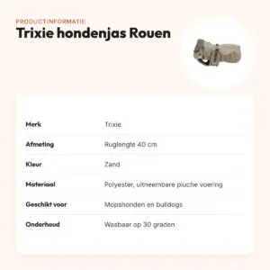 Trixie hondenjas Rouen zand 40 cm – voor mopshonden en bulldogs – productinformatie