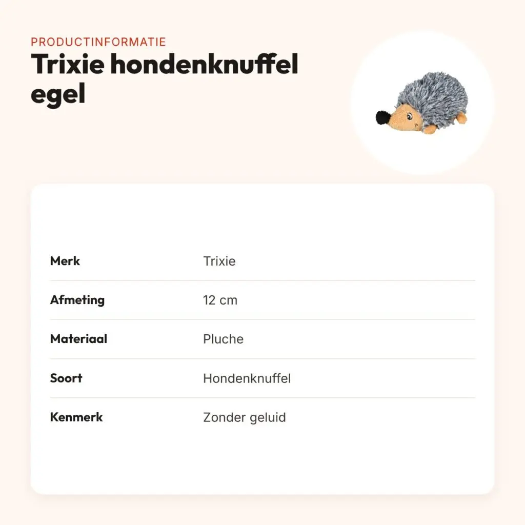 Trixie hondenknuffel egel pluche 12 cm – zonder geluid – productinformatie