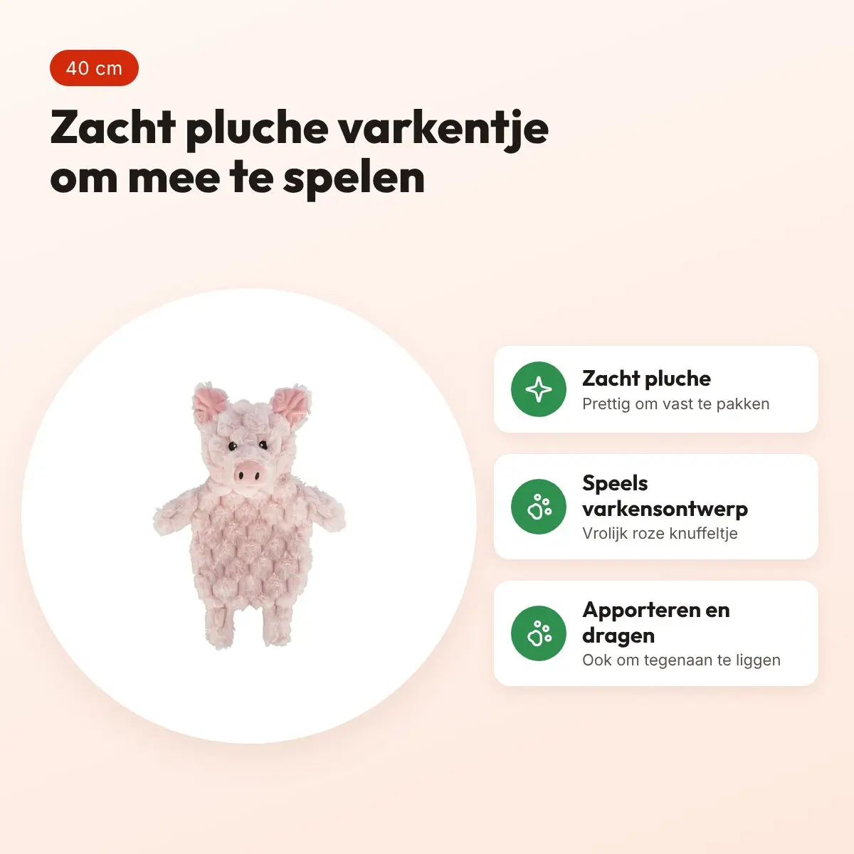 Trixie hondenknuffel varkentje pluche roze 40 cm – voordelen