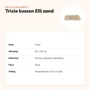 Trixie hondenkussen Elli zand 60 x 45 cm – pluche, afneembare bekleding – productinformatie