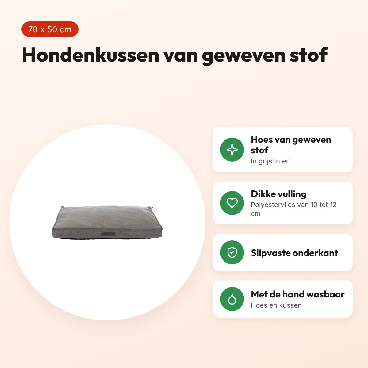 Trixie hondenkussen Talis grijs 70 x 50 cm – geweven stof, slipvast – voordelen