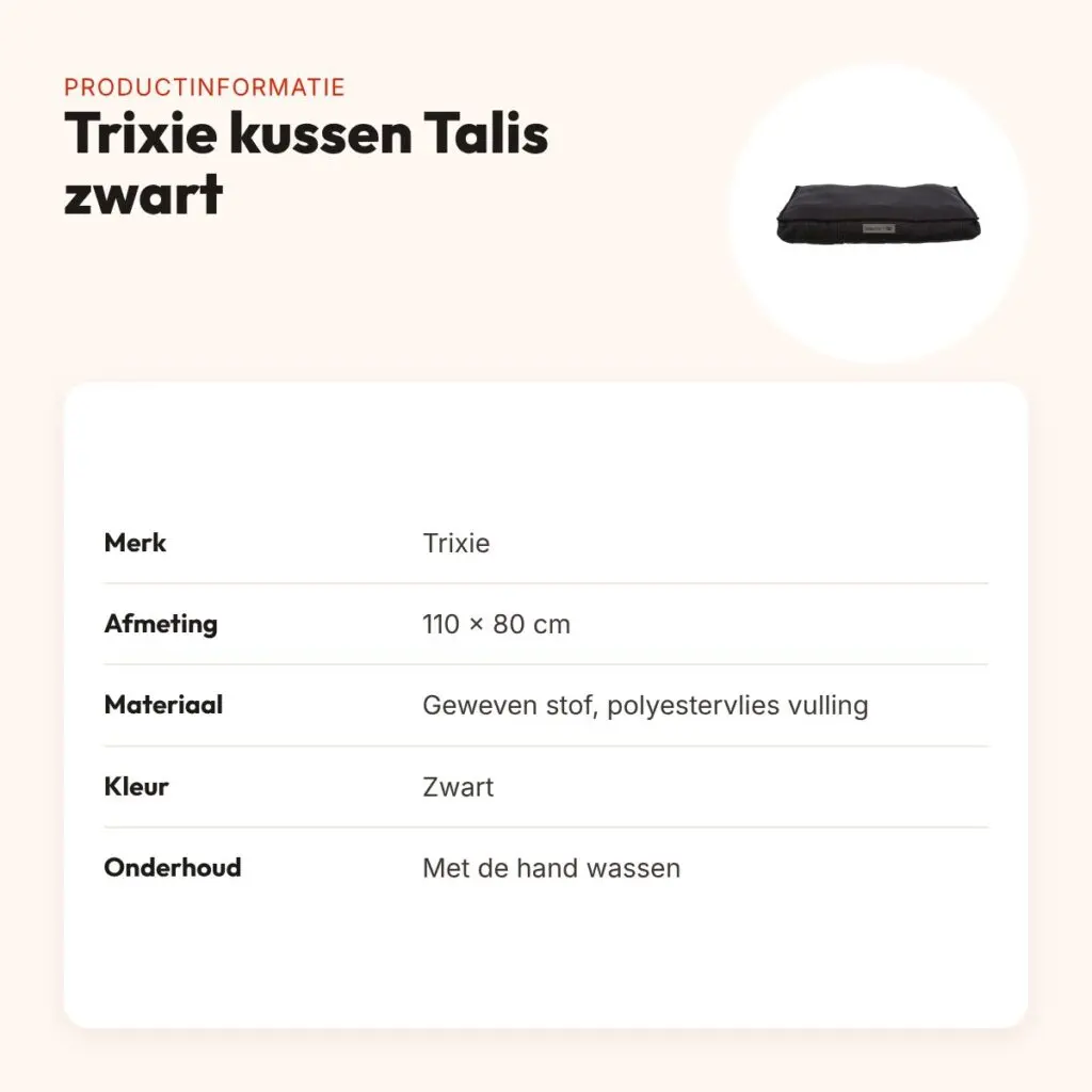 Trixie hondenkussen Talis zwart 110 x 80 cm – geweven stof, slipvast – productinformatie