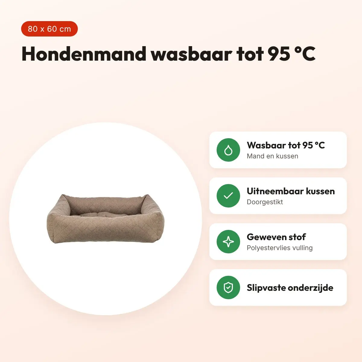 Trixie hondenmand Caliente bruin 80 x 60 cm – wasbaar tot 95 °C – voordelen