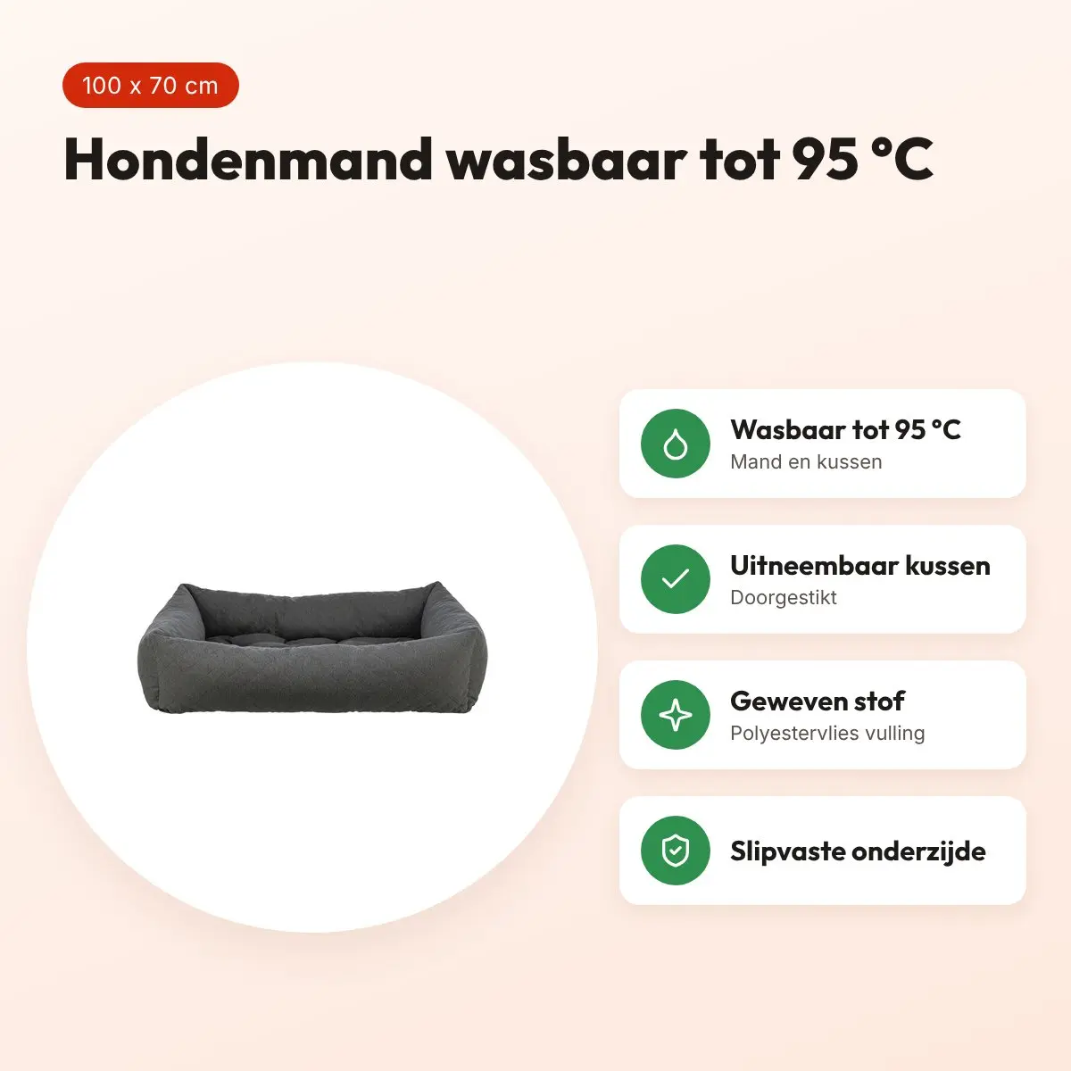 Trixie hondenmand Caliente donkergrijs 100 x 70 cm – wasbaar tot 95 °C – voordelen