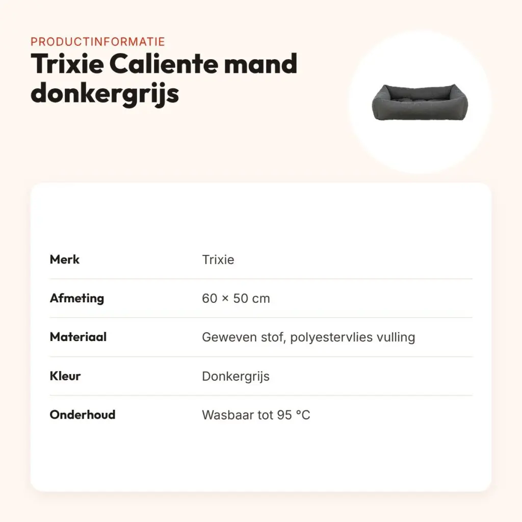 Trixie hondenmand Caliente donkergrijs 60 x 50 cm – wasbaar tot 95 °C – productinformatie