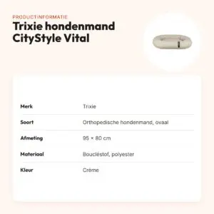 Trixie hondenmand CityStyle Vital ovaal crème 95 x 80 cm – boucléstof – productinformatie