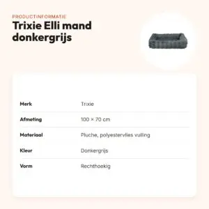 Trixie hondenmand Elli rechthoek donkergrijs 100 x 70 cm – pluche – productinformatie