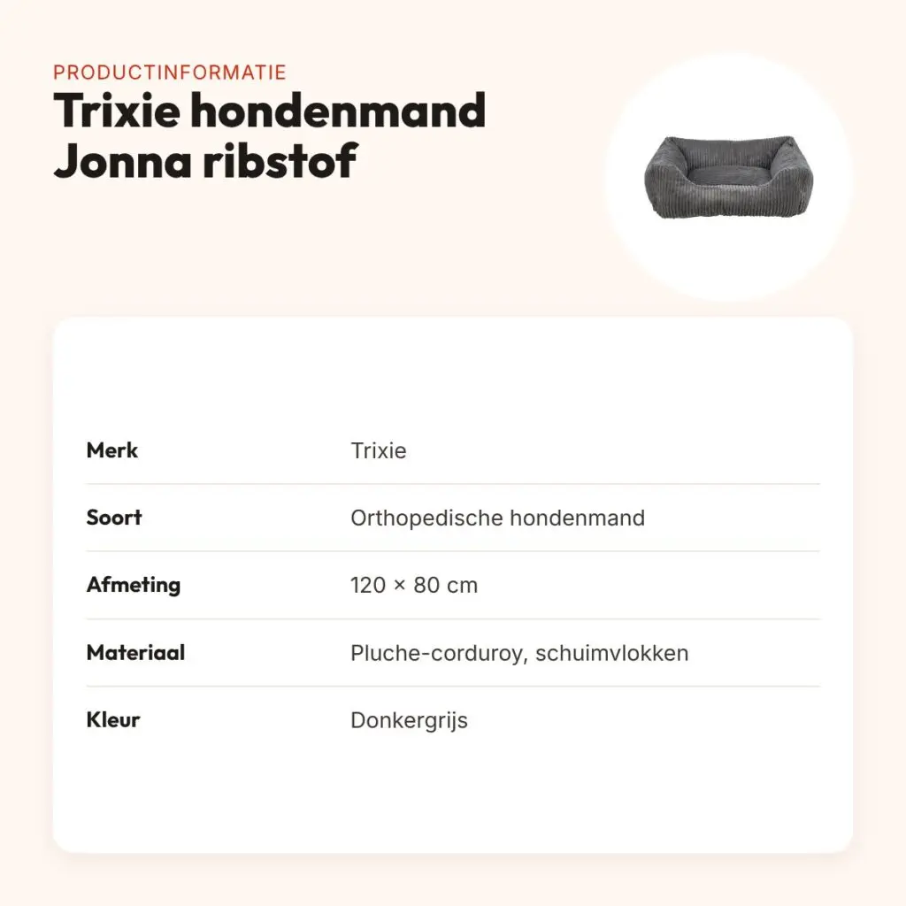 Trixie hondenmand Jonna Vital ribstof donkergrijs 120 x 80 cm – productinformatie