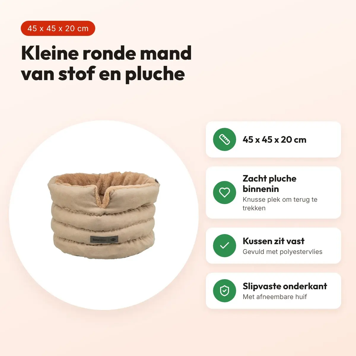 Trixie hondenmand Liano Soft rond zand/bruin 45 x 45 x 20 cm – voordelen