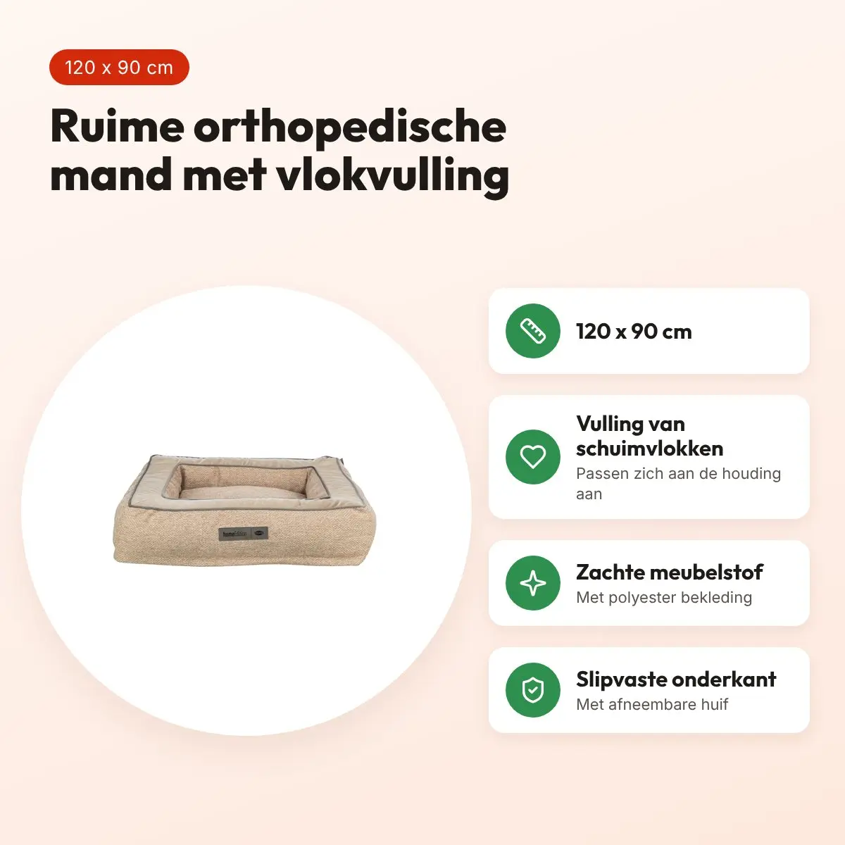 Trixie hondenmand Liano Vital orthopedisch hoekig zand 120 x 90 cm – voordelen