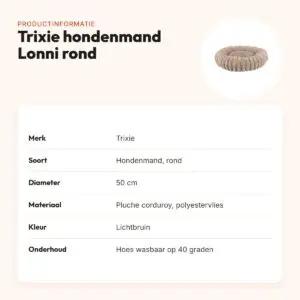 Trixie hondenmand Lonni rond lichtbruin 50 cm – pluche corduroy, antislip – productinformatie