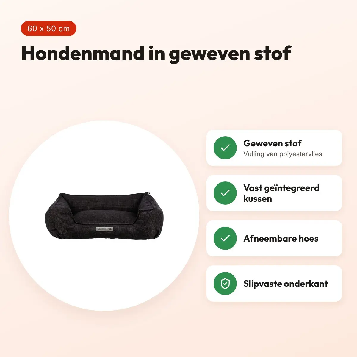 Trixie hondenmand Talis zwart 60 x 50 cm – geweven stof, slipvast – voordelen