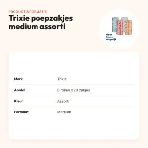 Trixie hondenpoepzakjes medium assorti 8 x 20 stuks – productinformatie