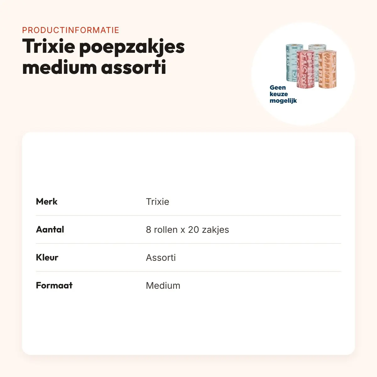 Trixie hondenpoepzakjes medium assorti 8 x 20 stuks – productinformatie