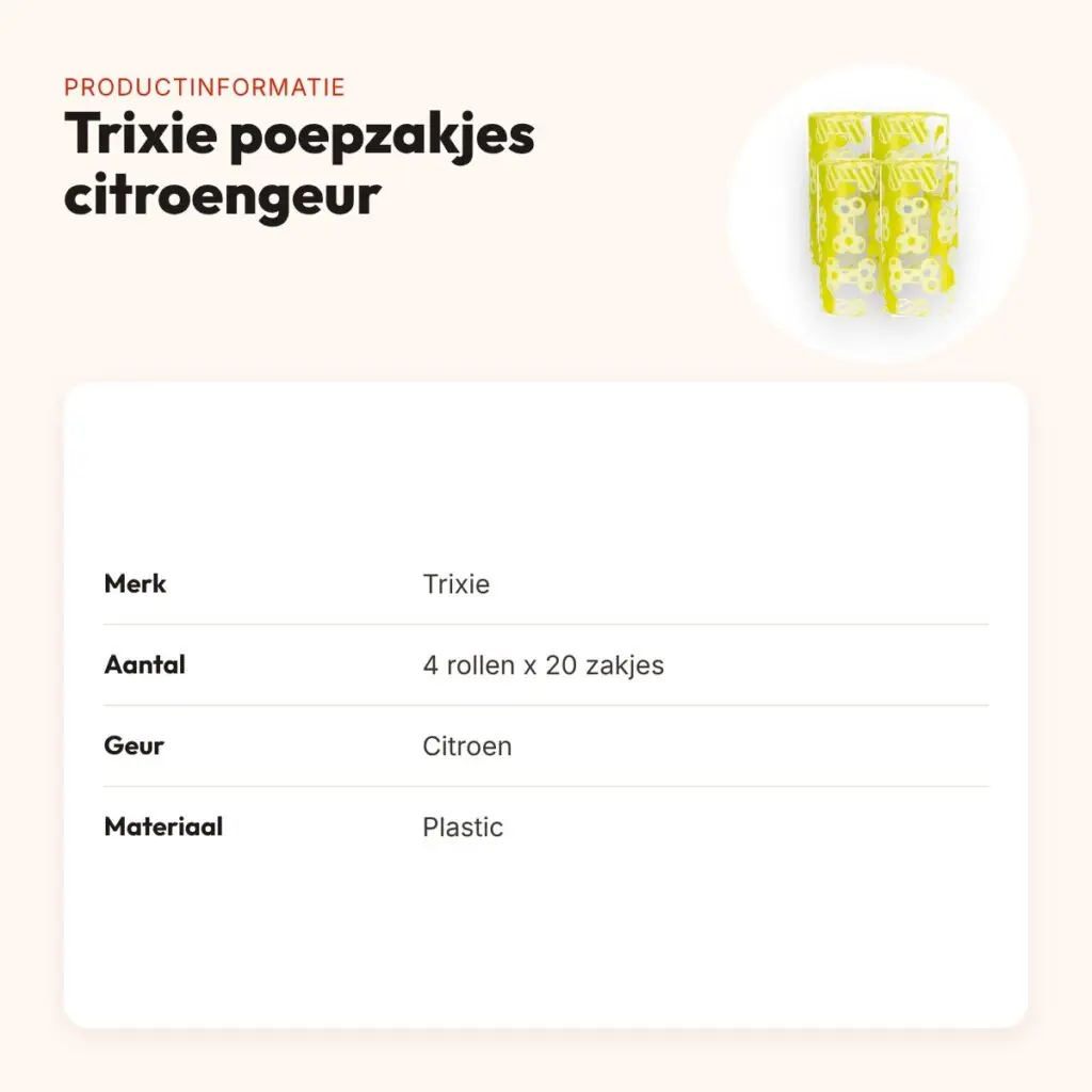 Trixie hondenpoepzakjes met citroengeur 4 x 20 stuks – productinformatie
