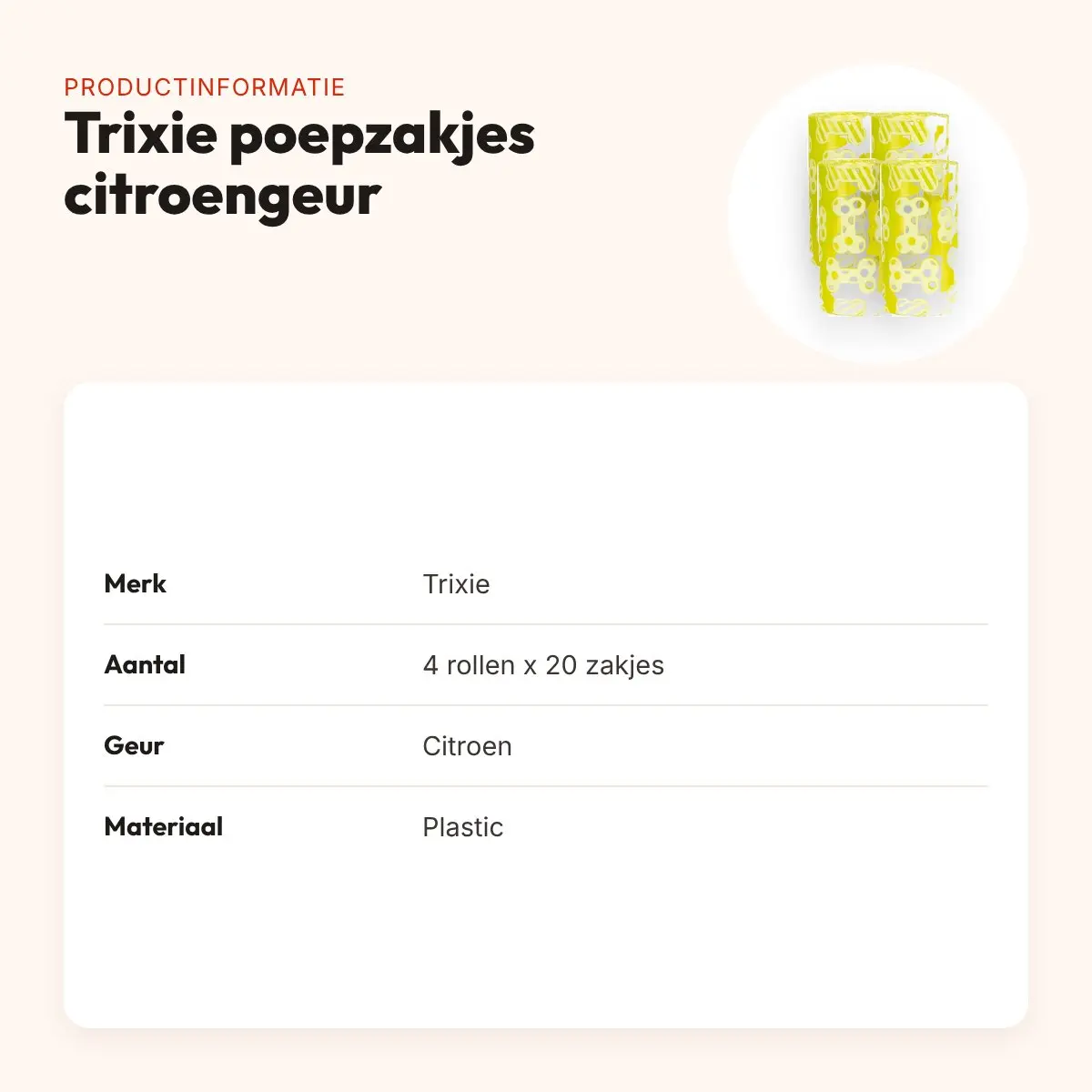 Trixie hondenpoepzakjes met citroengeur 4 x 20 stuks – productinformatie