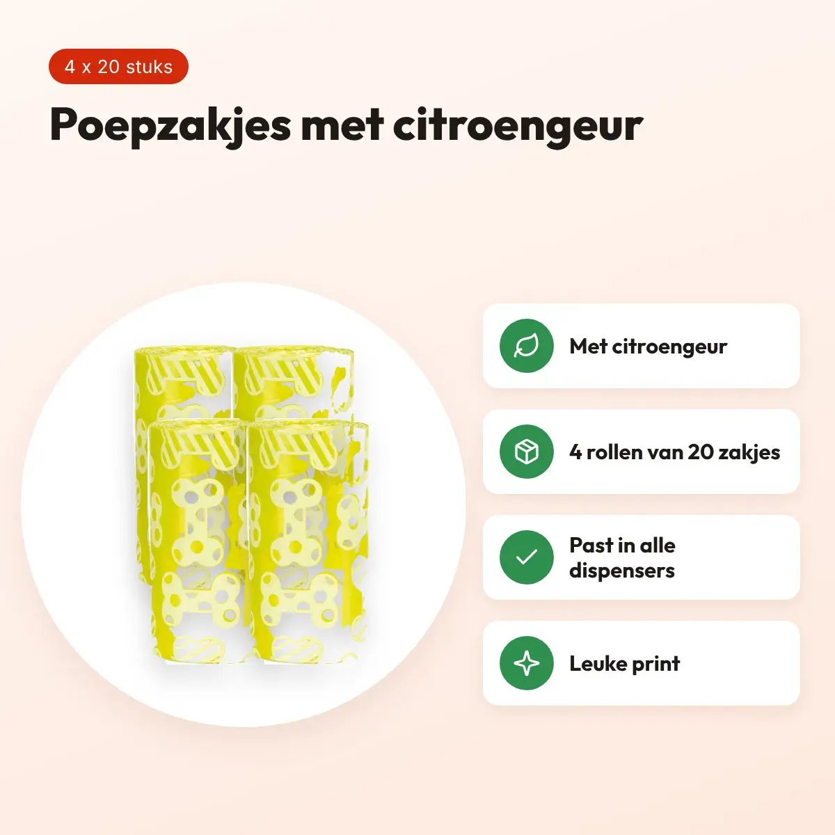 Trixie hondenpoepzakjes met citroengeur 4 x 20 stuks – voordelen