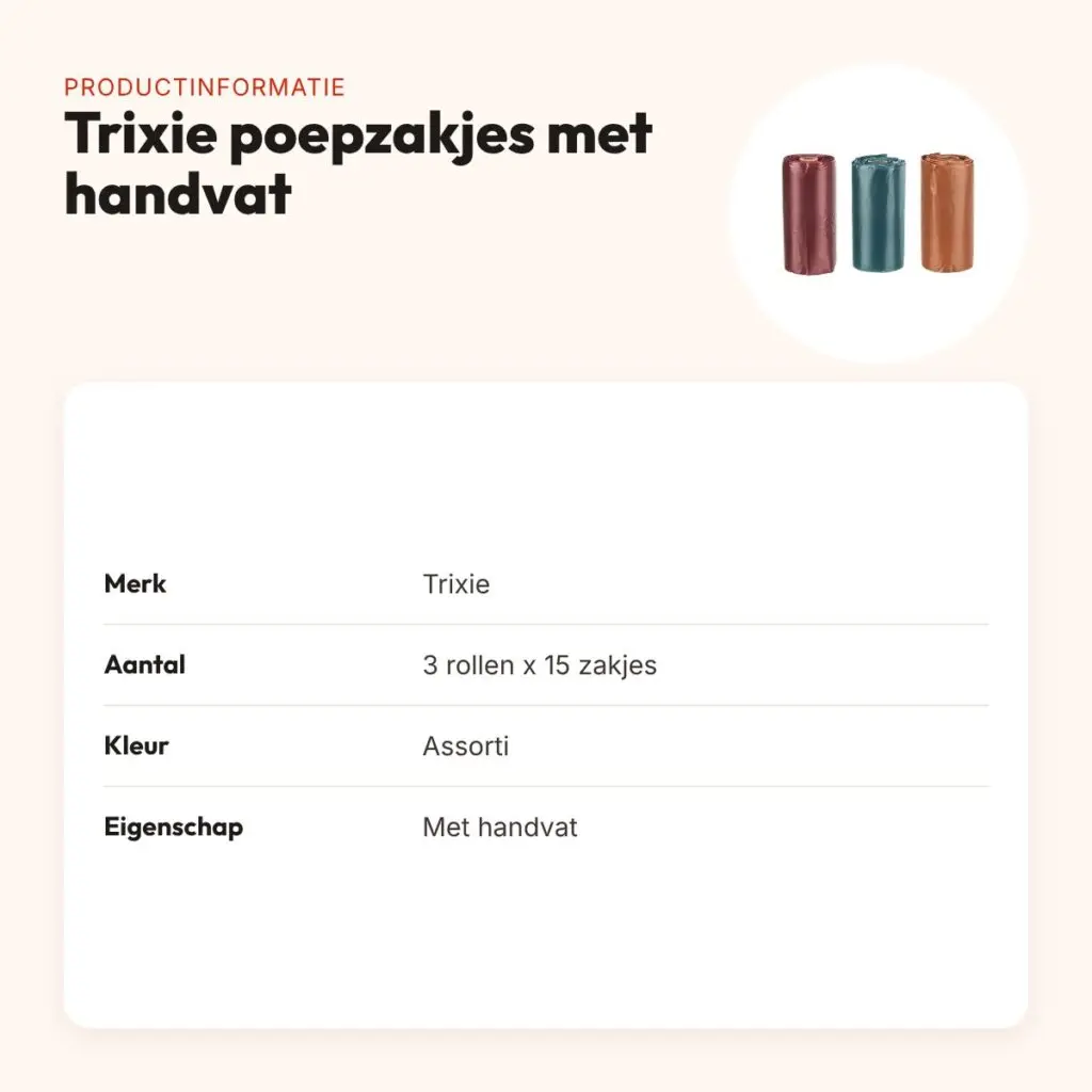 Trixie hondenpoepzakjes met handvat 3 x 15 stuks – assorti – productinformatie