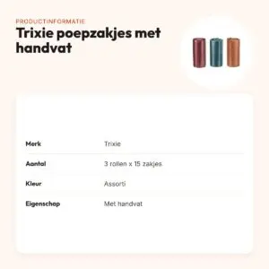 Trixie hondenpoepzakjes met handvat 3 x 15 stuks – assorti – productinformatie