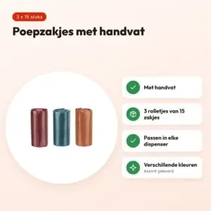 Trixie hondenpoepzakjes met handvat 3 x 15 stuks – assorti – voordelen