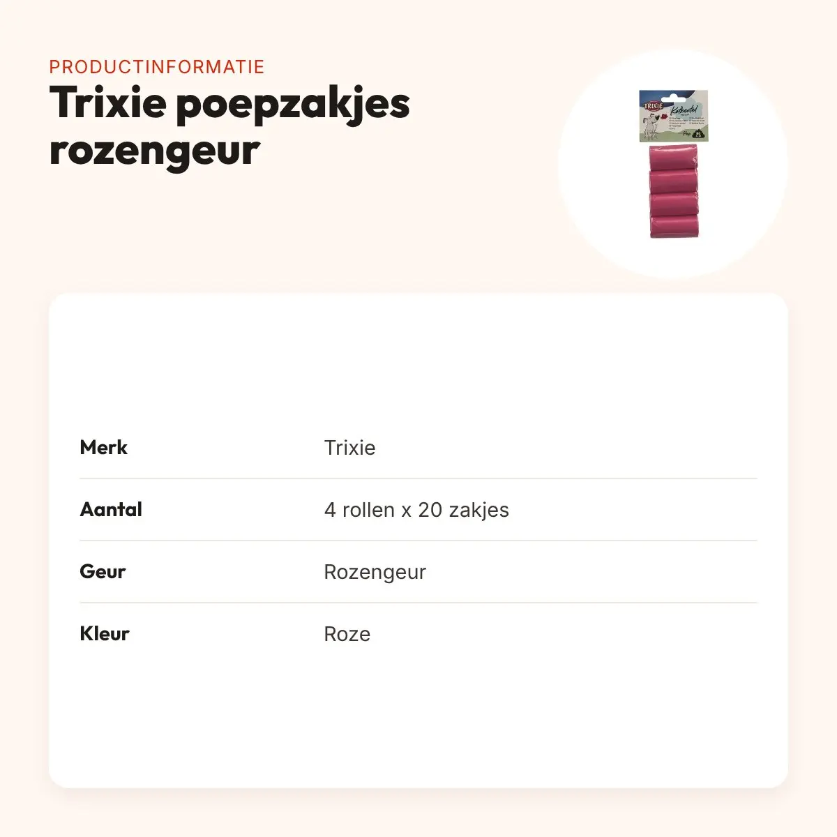 Trixie hondenpoepzakjes met rozengeur 4 x 20 stuks – productinformatie