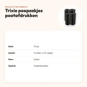 Trixie hondenpoepzakjes zwart met pootafdrukken 4 x 20 stuks – productinformatie