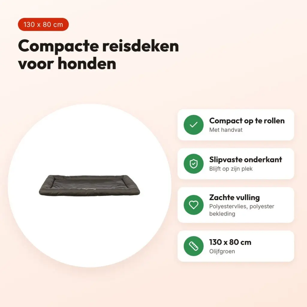 Trixie hondenreisdeken Samoa olijfgroen 130 x 80 cm – compact, slipvast – voordelen