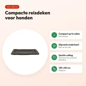 Trixie hondenreisdeken Samoa olijfgroen 130 x 80 cm – compact, slipvast – voordelen