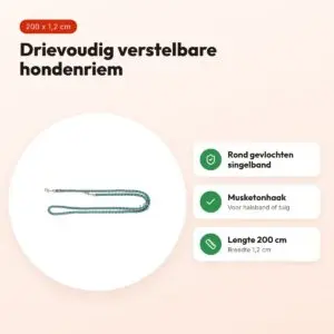 Trixie hondenriem Cavo verstelbaar aqua/grafiet grijs 200 x 1,2 cm – voordelen