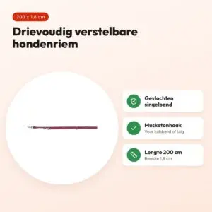 Trixie hondenriem Cavo verstelbaar fuchsia/grijs 200 x 1,8 cm – voordelen