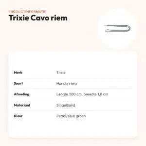 Trixie hondenriem Cavo verstelbaar petrol/salie groen 200 x 1,8 cm – productinformatie