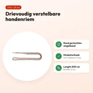 Trixie hondenriem Cavo verstelbaar roest/grafiet grijs 200 x 1,8 cm – voordelen