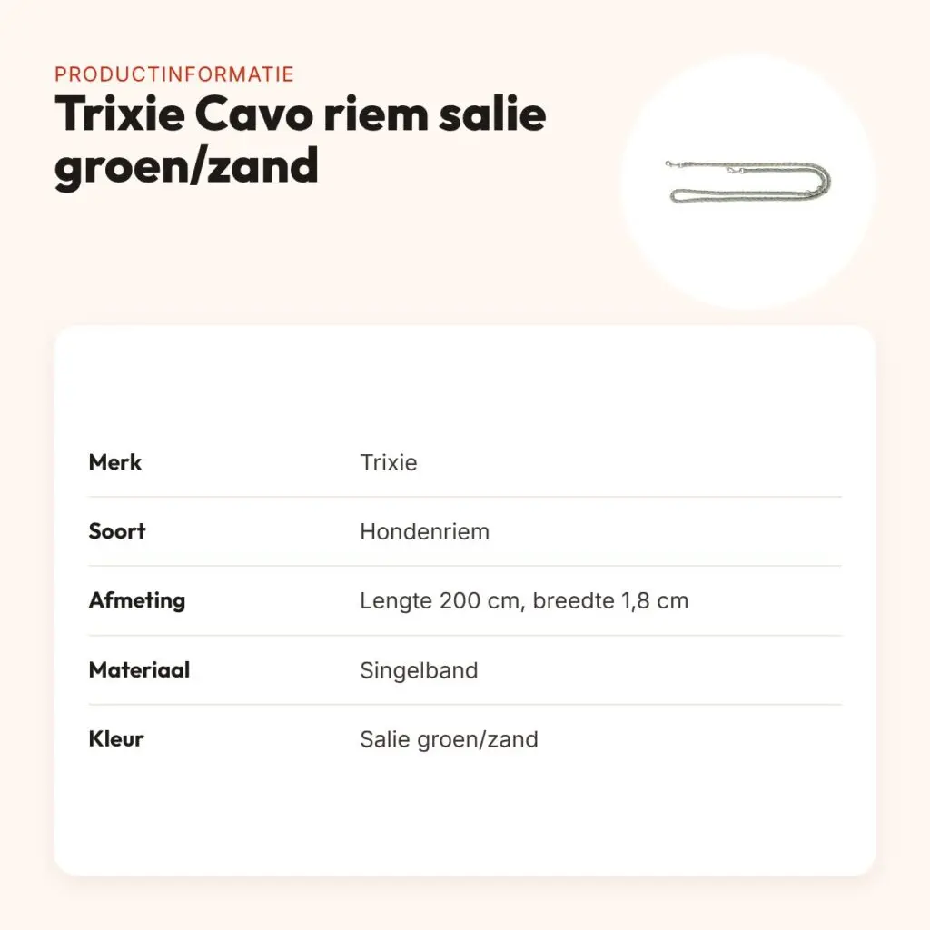 Trixie hondenriem Cavo verstelbaar salie groen/zand 200 x 1,8 cm – productinformatie