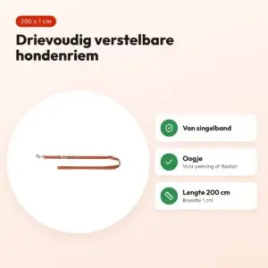 Trixie hondenriem Premium verstelbaar roest bruin 200 x 1 cm – voordelen