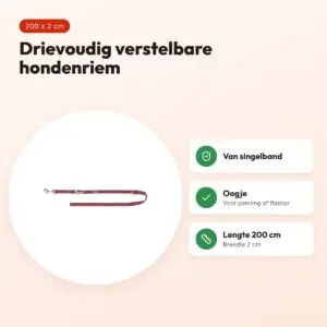 Trixie hondenriem Premium verstelbaar sangria rood 200 x 2 cm – voordelen