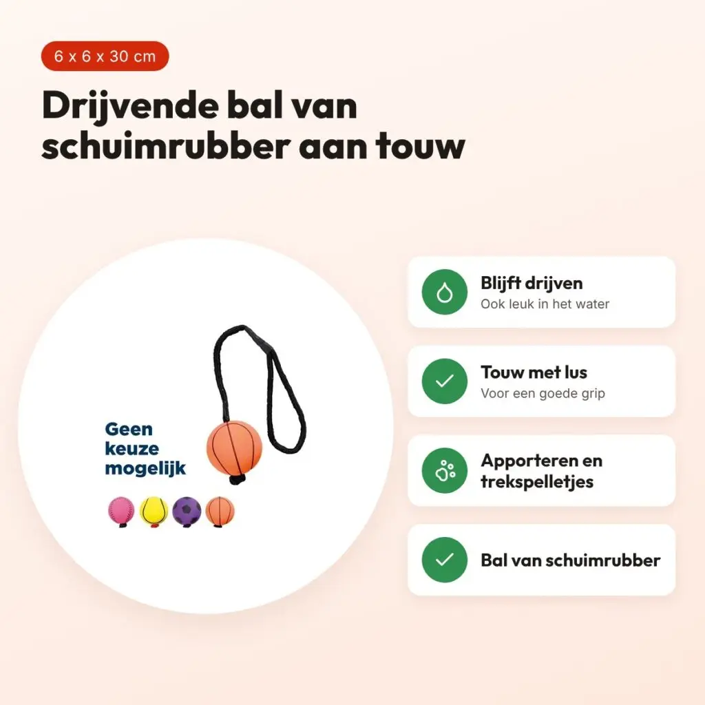 Trixie hondenspeelgoed voetbal aan touw 6 x 6 x 30 cm – drijvend – voordelen